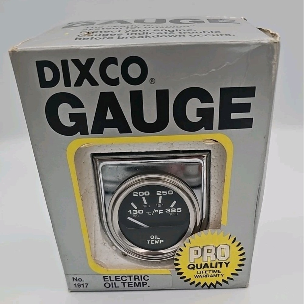 Dixco Electric Oil Temp Gauge 1917 Vintage Hot Rod Muscle Car 2 Inch Chrome USA
